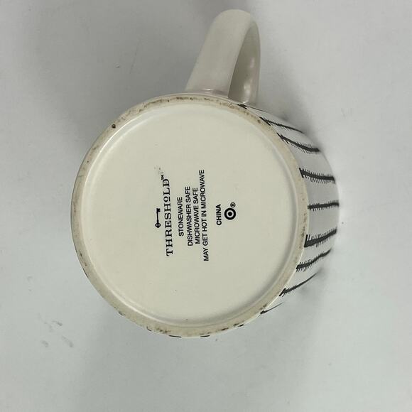 Stoneware Black White Coffee Mug BOO! Halloween Stitches Stripes Threshold 16oz - Picture 6 of 12